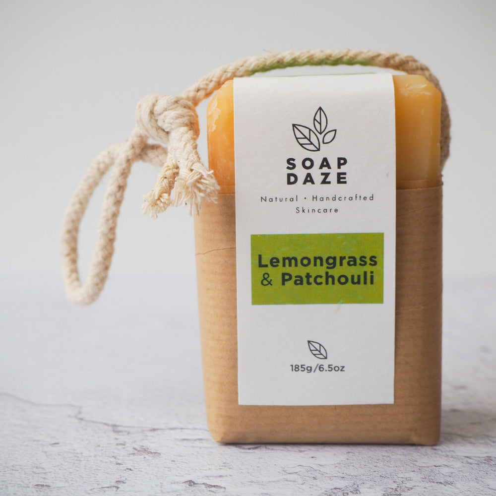 
                  
                    Load image into Gallery viewer, Lemongrass &amp;amp; Patchouli Soap on Rope
                  
                