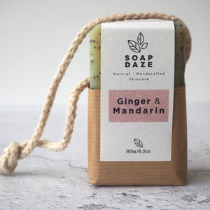 
                  
                    Load image into Gallery viewer, Ginger &amp;amp; Mandarin Soap on Rope
                  
                