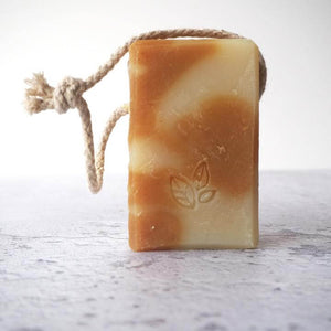 
                  
                    Load image into Gallery viewer, Black Pepper &amp;amp; Ginger Soap on Rope - homemadeADVENTURES
                  
                