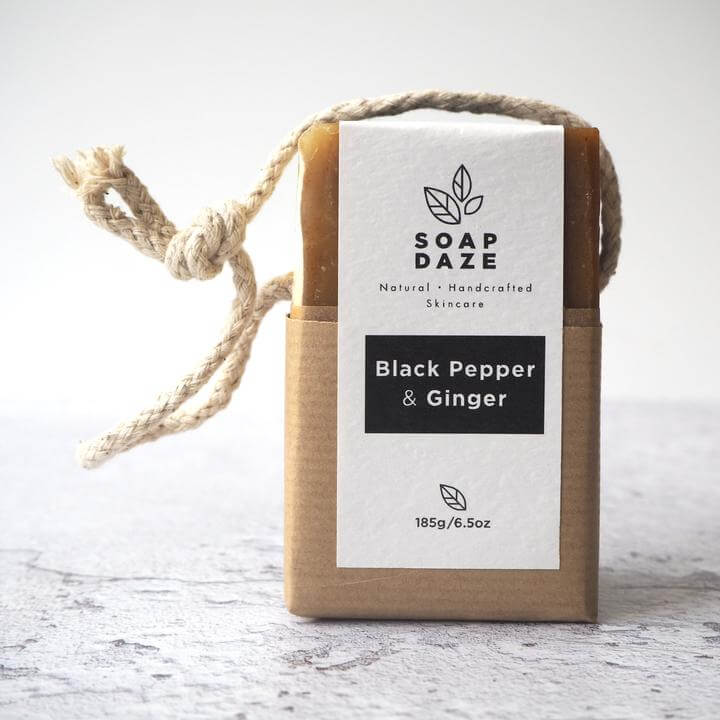 Black Pepper & Ginger Soap on Rope - homemadeADVENTURES